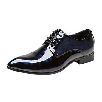 Men's Patent Leather Floral Oxfords Formal Lace-Up Dress Shoes