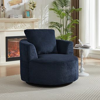 Loheer 360 Swivel Accent Chair, Modern Upholstered Barrel Chair for Living Room Office