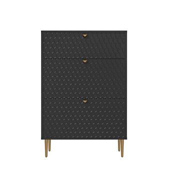 24-Pair Shoe Storage Cabinet with 3 Flip Drawers Entryway Shoe Organizer and Metal Legs