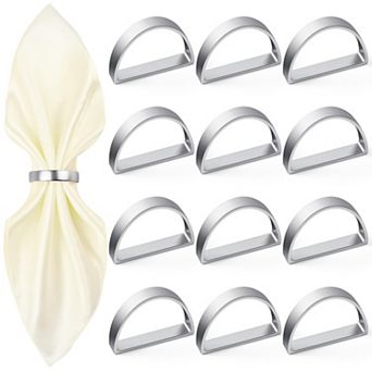 12 Metal Napkin Rings Semicircle Holder Buckles Dinner Table Decor Wedding Party