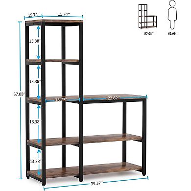 Space-Saving 5-Tier L-Shaped Bookcase for Small Rooms and Home Organization