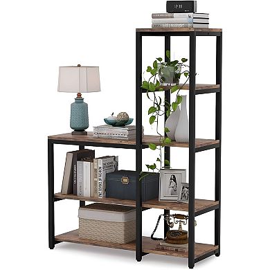 Space-Saving 5-Tier L-Shaped Bookcase for Small Rooms and Home Organization