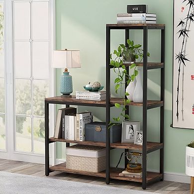 Space-Saving 5-Tier L-Shaped Bookcase for Small Rooms and Home Organization