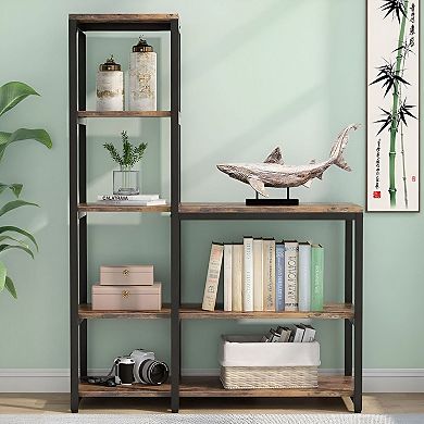 Space-Saving 5-Tier L-Shaped Bookcase for Small Rooms and Home Organization