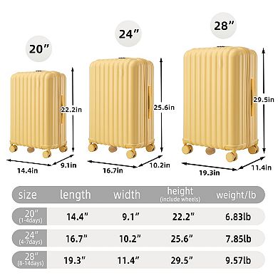 KWPZQEB Double-Row Silent Spinner Wheels Luggage Set with Cup Holder & USB Port & Phone Holder, 3PCS