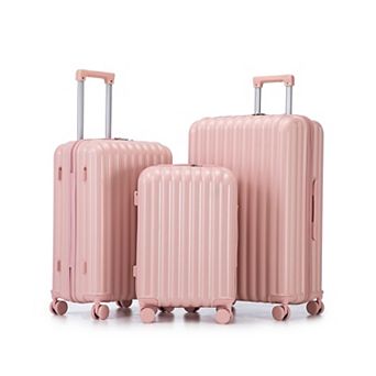 KWPZQEB Double-Row Silent Spinner Wheels Luggage Set with Cup Holder & USB Port & Phone Holder, 3 pc