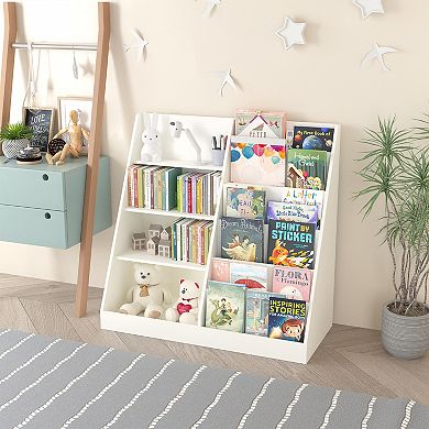 Kids Bookshelf and Toy Storage Organizer, 4 Tier Shelf Display, 6 Tier Bookshelf, for Kids,Toddlers