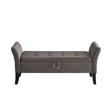 51.5-inch bench, bed stool, footstool, with velvet storage compartment