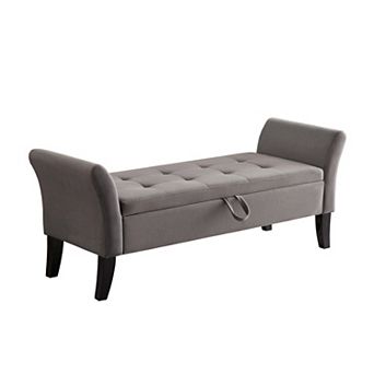 51.5-inch bench, bed stool, footstool, with velvet storage compartment