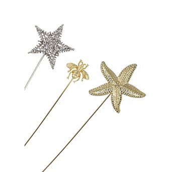 Starfish, Honey Bee, Silver Star, and Insect Crystal Rhinestone Hatpins Lapel Stick Pack of 1/3/4/6
