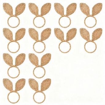 Easter Bunny Napkin Rings 12 pc Hessian Rabbit Ear Holder Spring Table Decor