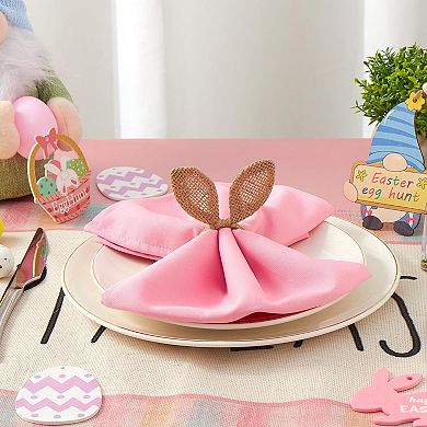 Easter Bunny Napkin Rings 12pcs Hessian Rabbit Ear Holder Spring Table Decor