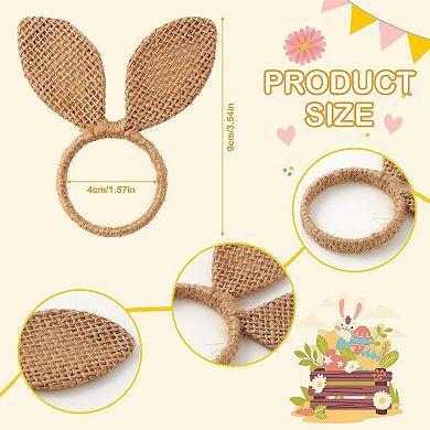 Easter Bunny Napkin Rings 12pcs Hessian Rabbit Ear Holder Spring Table Decor
