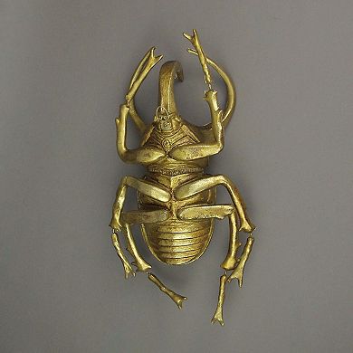 Resin Gold Rhino Beetle Painted Sculpture Wall Art Home Decor Hanging Statue