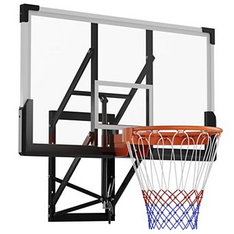 54" Wall Mounted Basketball Hoop, 8-10 ft Adjustable Basketball Goal with Shatterproof PC Backboard