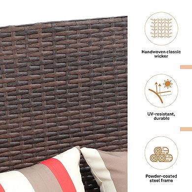 SUNSITT 3-Seat Outdoor PE Rattan Wicker Sofa with Cushions