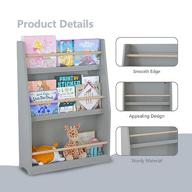 3 Tier Kids Bookshelf, Toy Storage Organizer, Front Facing Bookcase for Toddlers, for Kids toddlers
