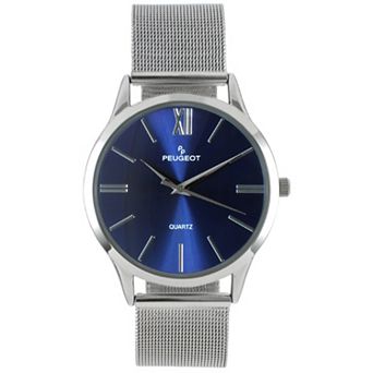 Peugeot Mens 40mm Slim Case Stainless Steel Mesh Watch