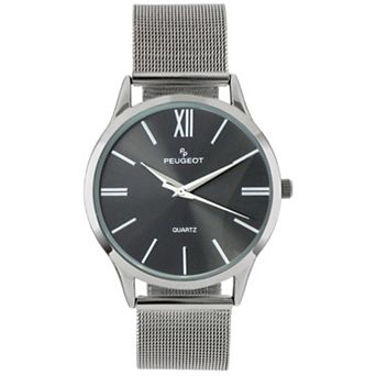 Peugeot Mens 40mm Slim Case Stainless Steel Mesh Watch