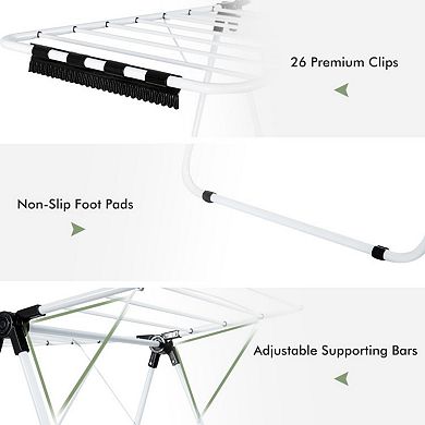 2-Tier Foldable Clothes Drying Rack with Adjustable Gullwing Design