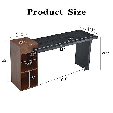 Modern Sofa Side Table, Entryway Console Table with 2-Tier Storage Shelves for Living Room, Hallway