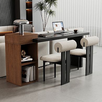 Modern Sofa Side Table, Entryway Console Table with 2-Tier Storage Shelves for Living Room, Hallway