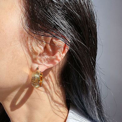 Women's Classic Striped Hoop Earrings - 2.2cm Diameter Hoops