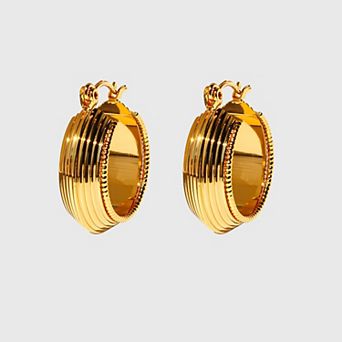 Women's Classic Striped Hoop Earrings - 2.2cm Diameter Hoops