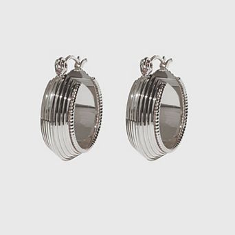 Women's Classic Striped Hoop Earrings - 2.2cm Diameter Hoops