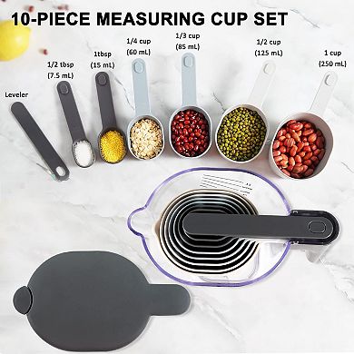 10-piece measuring cup and spoon set, stackable