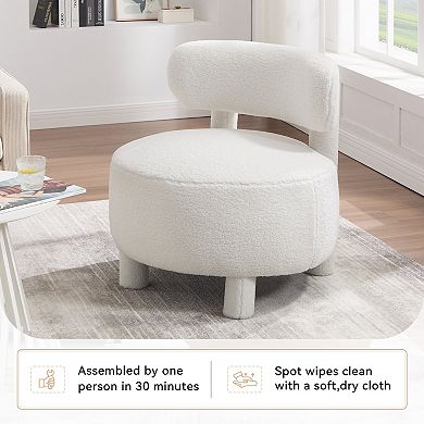 Soft fabric chair with curved backrest and solid wood legs with anti-slip feature
