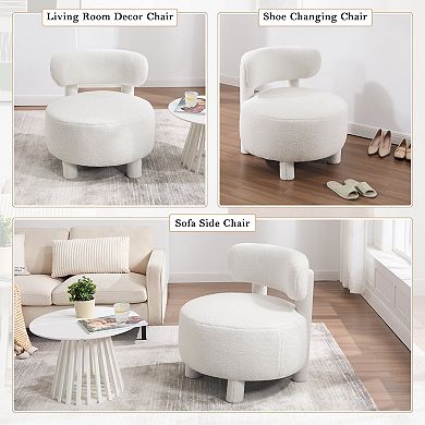 Soft fabric chair with curved backrest and solid wood legs with anti-slip feature
