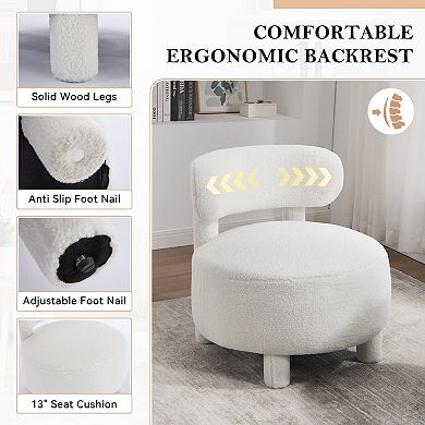 Soft fabric chair with curved backrest and solid wood legs with anti-slip feature