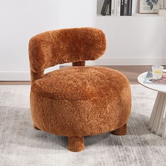 Soft fabric chair with curved backrest and solid wood legs with anti-slip feature