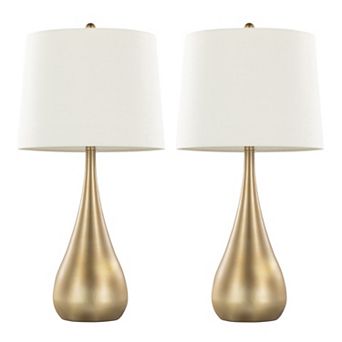Loheer Contemporary Metal Table Lamp Set with Linen Shade, Set of 2