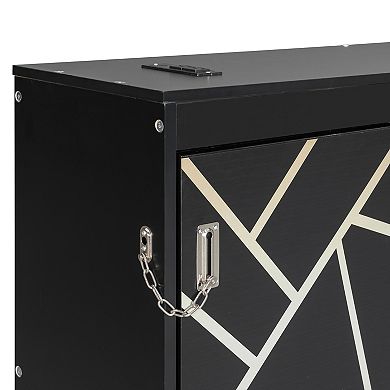 Loheer Twin Size Modern Side Folding Murphy Bed with Printed Pattern LED Lights and USB Port