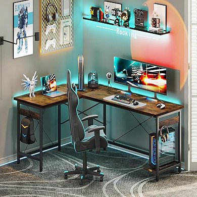 YIORTWO L Shaped Computer Desk with CPU Stand, 66" Corner Gaming Office Desk