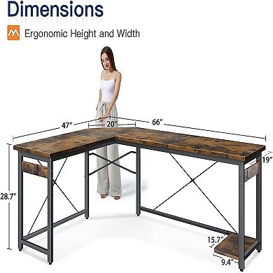 YIORTWO L Shaped Computer Desk with CPU Stand, 66" Corner Gaming Office Desk