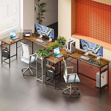 YIORTWO L Shaped Computer Desk with CPU Stand, 66" Corner Gaming Office Desk