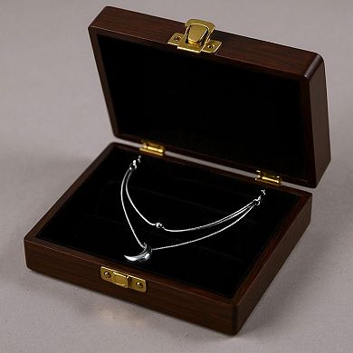 Layered Necklace Set with Minimalist Bead Charm and Sculpted Crescent Moon Pendant