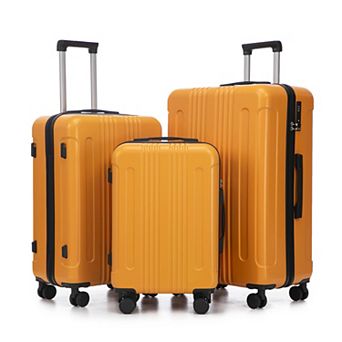 KWPZQEB Full Lining Design ABS Spinner Wheel Luggage Set with TSA Combination Lock, 3 pc