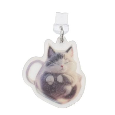 Cat Pendants Dust Plug Charm for Lightning Light Gray White 2 Pcs