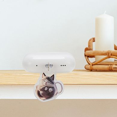 Cat Pendants Dust Plug Charm for Lightning Light Gray White 2 Pcs