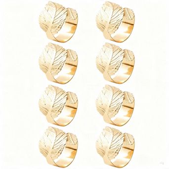 Set of 8 leaf napkin rings, metal alloy napkin rings for table decoration