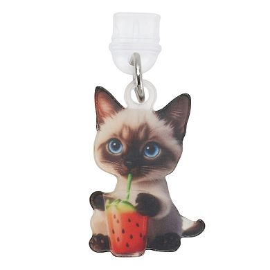 Cat Pendants Dust Plug Charm for Type-C Black Beige Brown 2 Pcs