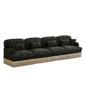 Pnronnc Chenille Sectional Sofa 4-Seater Deep Seat Modular Couch Leopard Pattern Easy Assembly