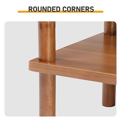 2-Tier Fir Wood Side Table with Lower Shelf for Drinks, Plants, and Decorative Display