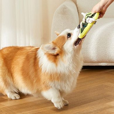 3 Pack Dog Rope Chew Toys with Squeaker Slipper Shape Durable Teeth Cleaning Tug Toys