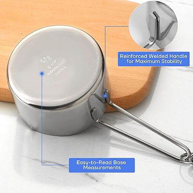 Stainless Steel Measuring Cup and Spoon Set, 10 Pieces