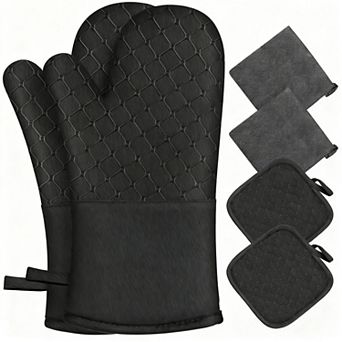 Oven gloves and pot pads with heat-resistant cotton lining